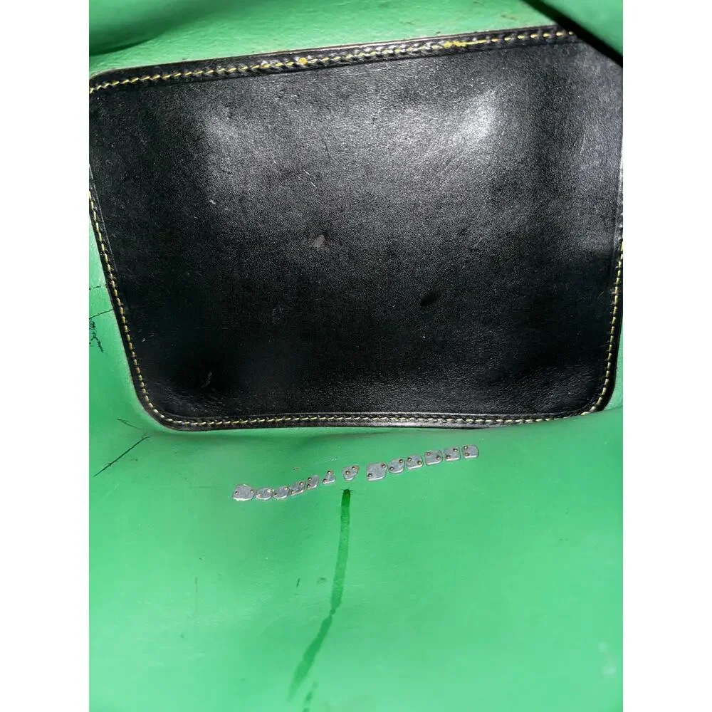Dooney and Bourke smooth drawstring black green leather Serena Bucket bag purse